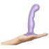 Bøjet strap-on dildo med sugekop - lilla