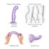 Bøjet strap-on dildo med sugekop - lilla
