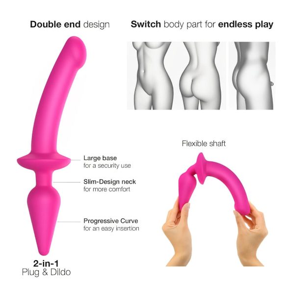Strap-on-me Switch Semi-Realistisk XXL - 2i1 dildo (pink)