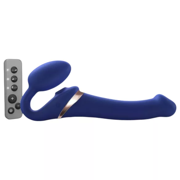 Strap-on-me - strap-on vibrator med luftbølger - silikone blå M