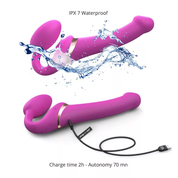 Strap-on-me - strap-on vibrator med luftbølger - silikon pink
