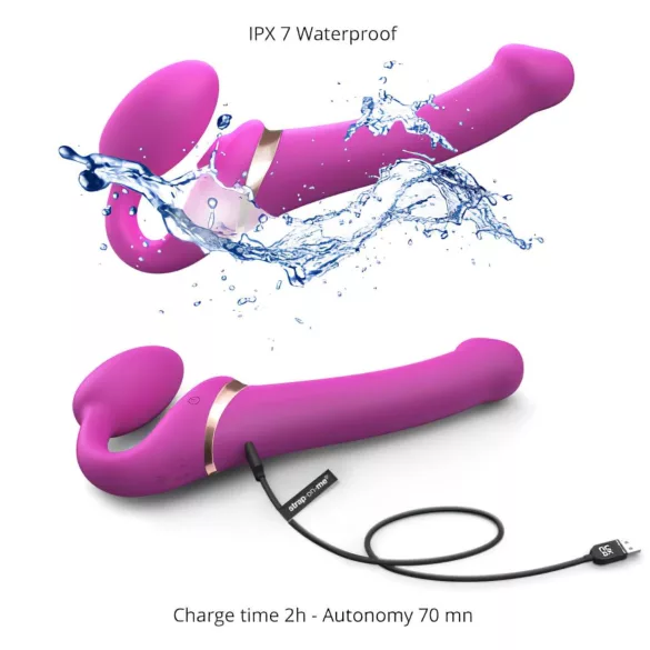 Strap-on-me - strap-on vibrator med luftbølger - silikon pink