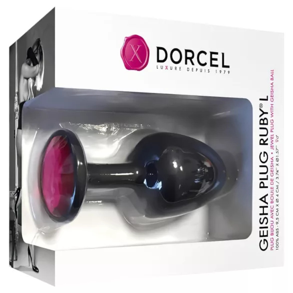 Dorcel Geisha Plug Ruby L - sort anal plug med pink sten (sort)
