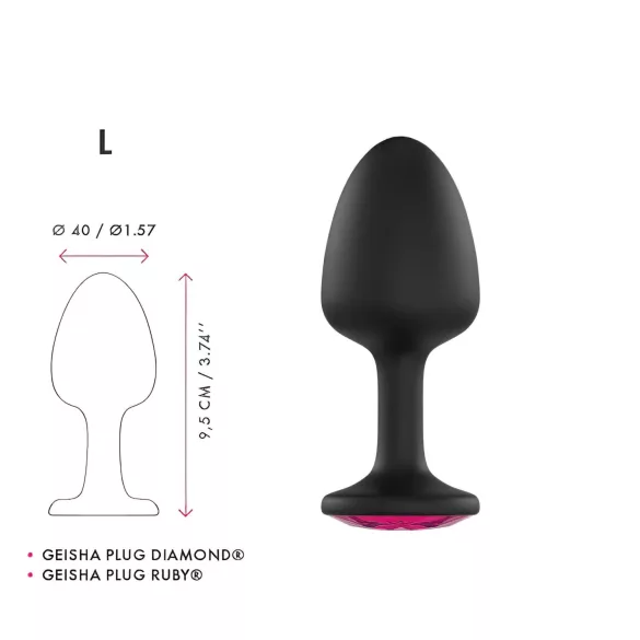 Dorcel Geisha Plug Ruby L - sort anal plug med pink sten (sort)