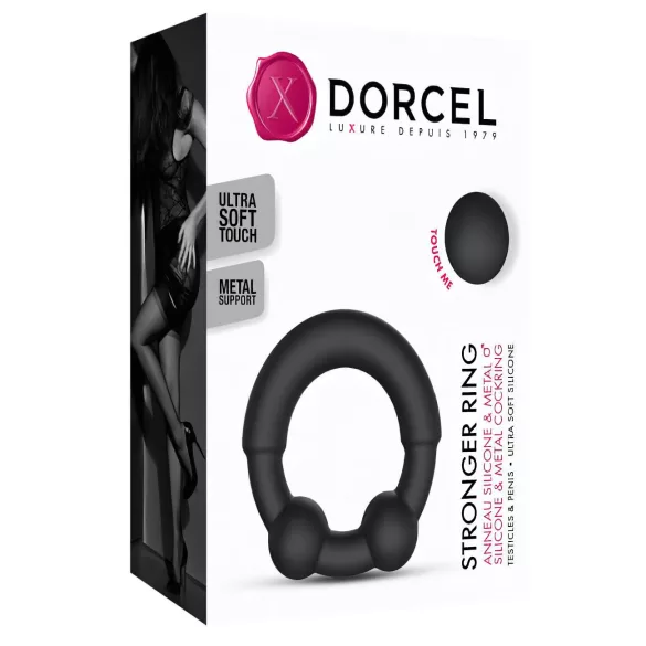 Dorcel Stronger Ring - penisring med metalindsats - sort