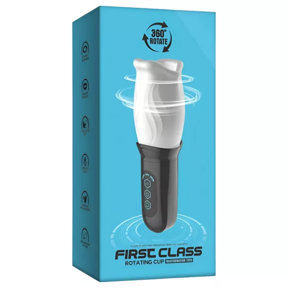 Funny Me First Class - roterende masturbator - kunstig mund - hvid/sort