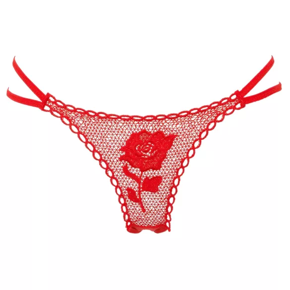 Panty Rose - trussetanga med rosenstil - rød - S-L