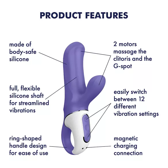Satisfyer Magic Bunny - klitorisvibrator med arm - vandtæt - blå