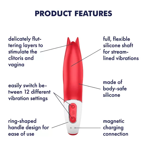 Satisfyer Power Flower - vibrator - opladelig vandtæt - rød