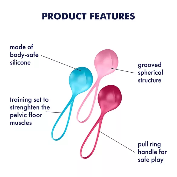 Satisfyer - bækkenbundskugler sæt - 3 stk - geishakugler