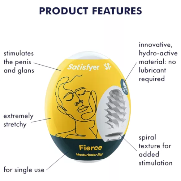 Satisfyer Egg Fierce - æg masturbator - engangsbrug - gennemsigtig