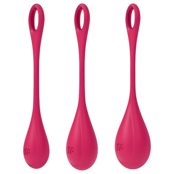 Satisfyer Yoni Power 1 - Geishakugle Sæt - Rød (3 Dele)