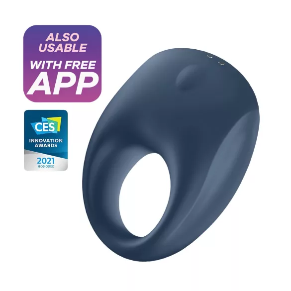 Satisfyer - penisring med vibration - blå - stærk vibrator ring
