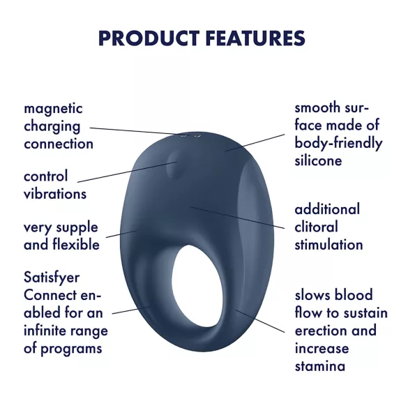 Satisfyer Strong One - App-styret vibrerende penisring til mænd (blå)