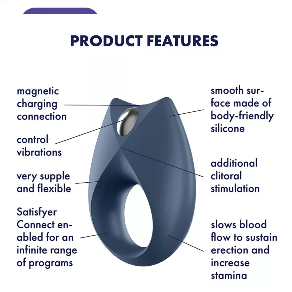 Satisfyer Royal One - App-styret vibrerende penisering til mænd (blå)