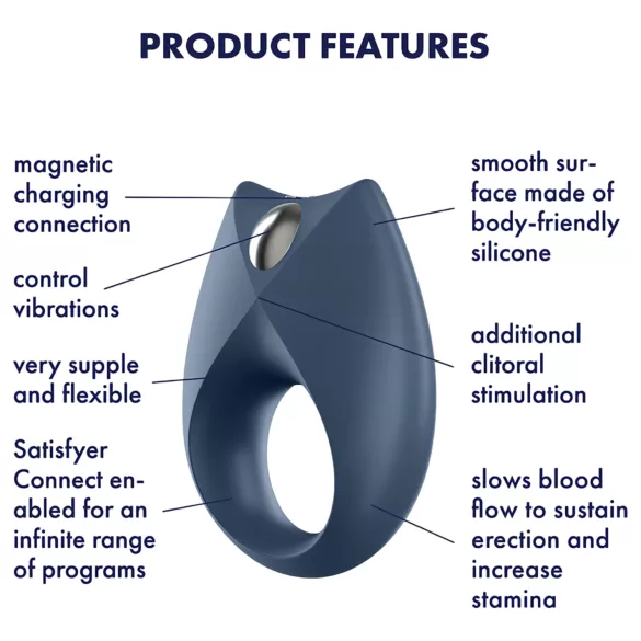 Satisfyer Royal One - App-styret vibrerende penisring til mænd (blå)