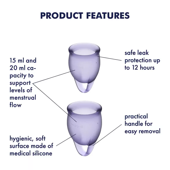 Satisfyer - menstruationskop sæt - silikone - lilla