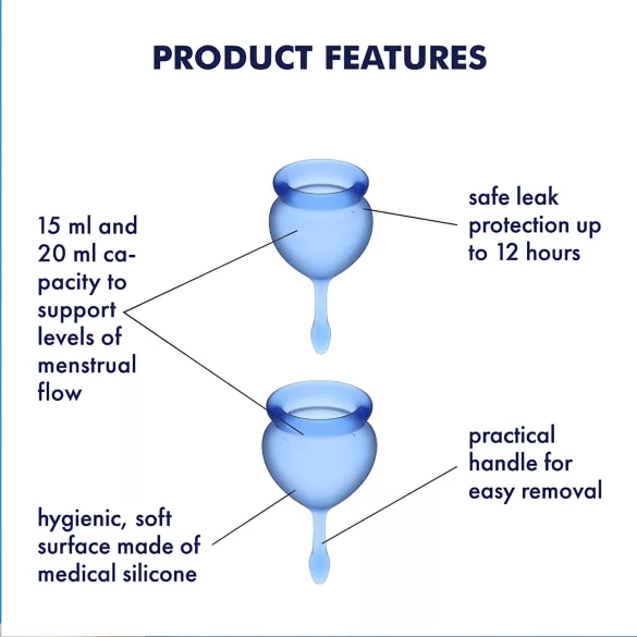 Satisfyer Feel Good - silikone menstruationskop-sæt (blå, 2 stk.)