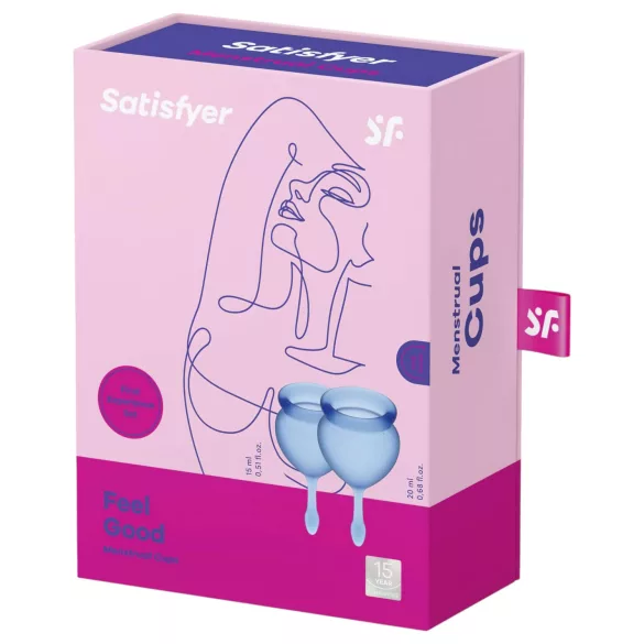Satisfyer Feel Good - silikone menstruationskop-sæt (blå, 2 stk.)