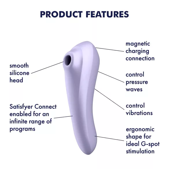 Satisfyer Dual Pleasure - lufttryksvibrator med vibration - lilla