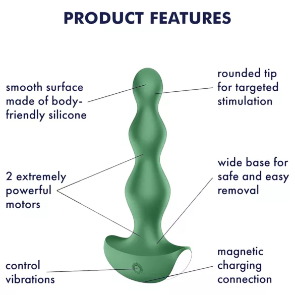 Satisfyer Lolli-Plug 2 - analvibrator med opladning - vandtæt - grøn