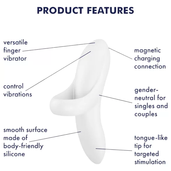 Satisfyer Bold Lover - fingervibrator - genopladelig, vandtæt - hvid