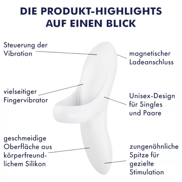 Satisfyer Bold Lover - fingervibrator - genopladelig, vandtæt - hvid