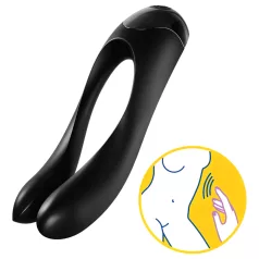  Satisfyer Candy Cane - vandtæt vibrator med to arme - genopladelig - sort