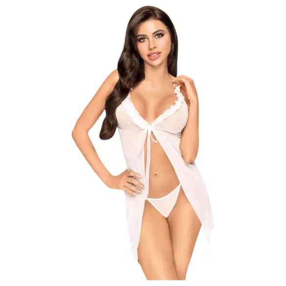 Penthouse - babydoll med g-streng - gennemsigtig - hvid - M/L