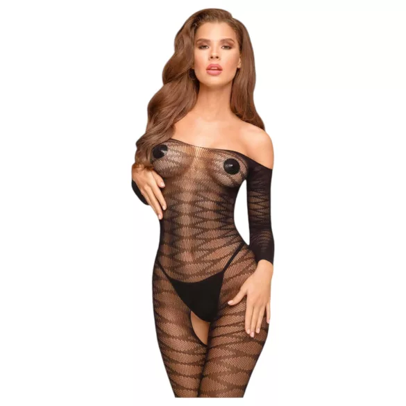 Penthouse Dreamy Diva - bodystocking med zigzag mønster - sort