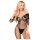 Penthouse High Profil - bodystocking med blomster - sort