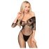 Penthouse High Profil - bodystocking med blomster - sort