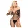 Penthouse High Profil - bodystocking med blomster - sort - XL