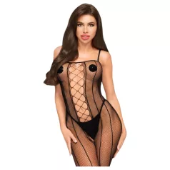   Penthouse Drop-Dead - netstribet åben bodystocking - sort - XL