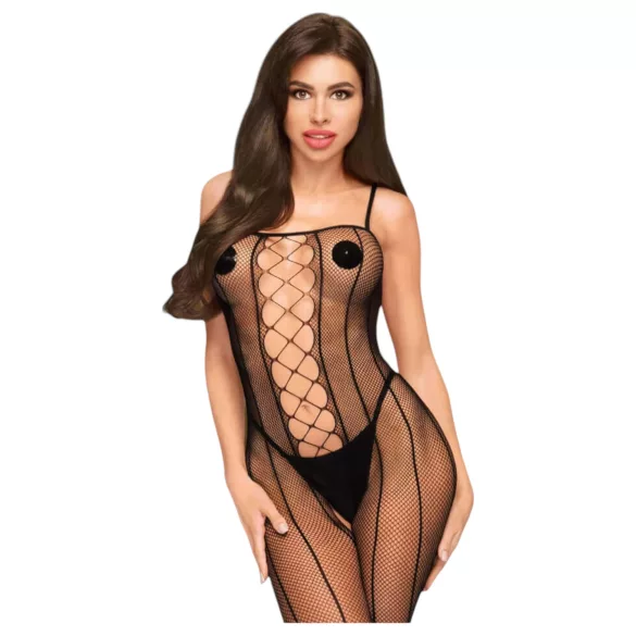 Penthouse Drop-Dead - netstribet åben bodystocking - sort - XL