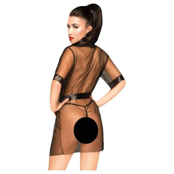 Penthouse Midnight Mirage - satin kimono og tanga (sort)