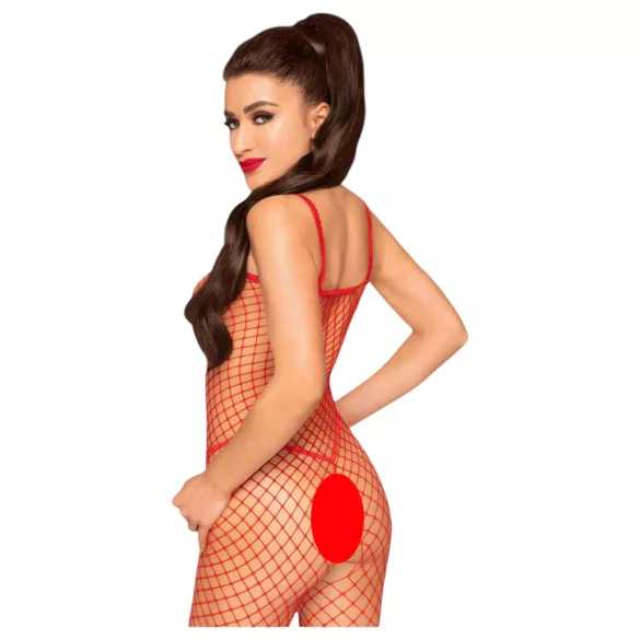 Penthouse - bodystocking med åbning - net - rød