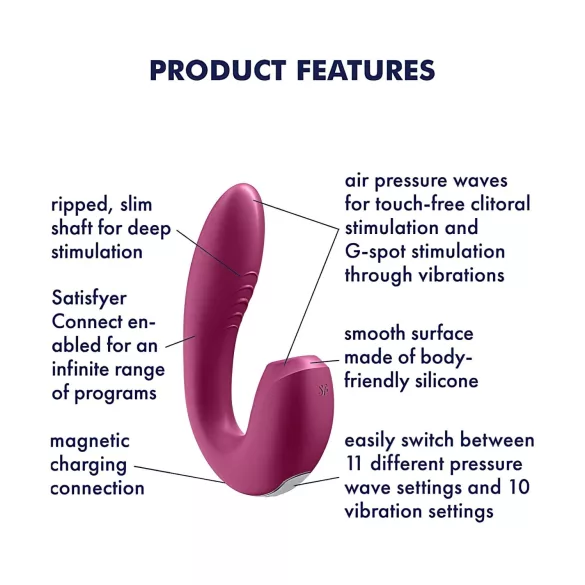 Satisfyer Sunray - vibrator med lufttrykbølger og vibration - genopladelig - rød