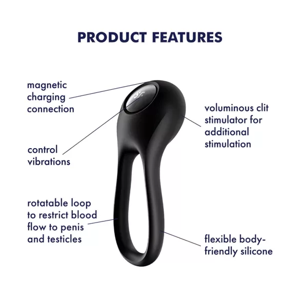 Satisfyer Majestic Duo - penisring med vibrator - genopladelig vandtæt - sort
