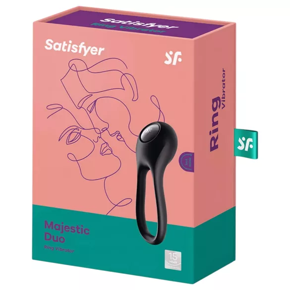 Satisfyer Majestic Duo - penisring med vibrator - genopladelig vandtæt - sort