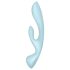 Satisfyer Triple Oh - genopladelig klitorisvibrator med arm (blå)