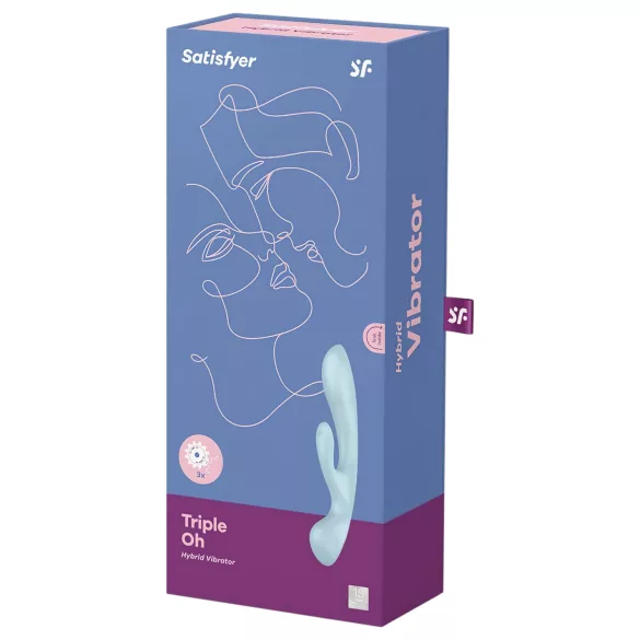 Satisfyer Triple Oh - vibrator med klitorisarm - genopladelig - blå