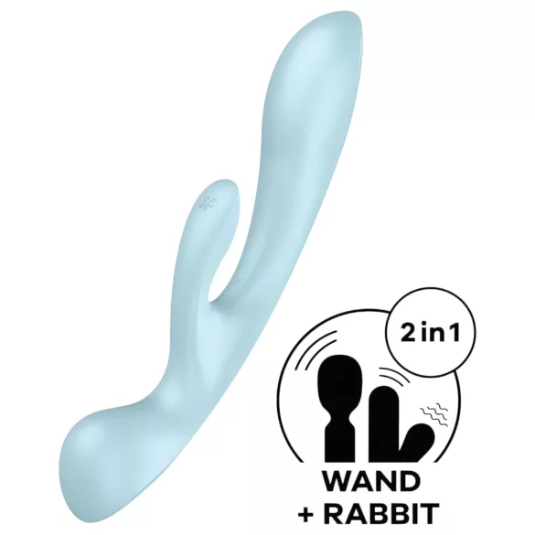 Satisfyer Triple Oh - vibrator med klitorisarm - genopladelig - blå