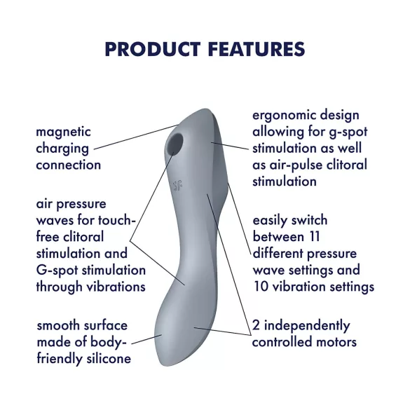Satisfyer Curvy Trinity 3 - lufttryksvibrator og vibrator 2i1 - grå