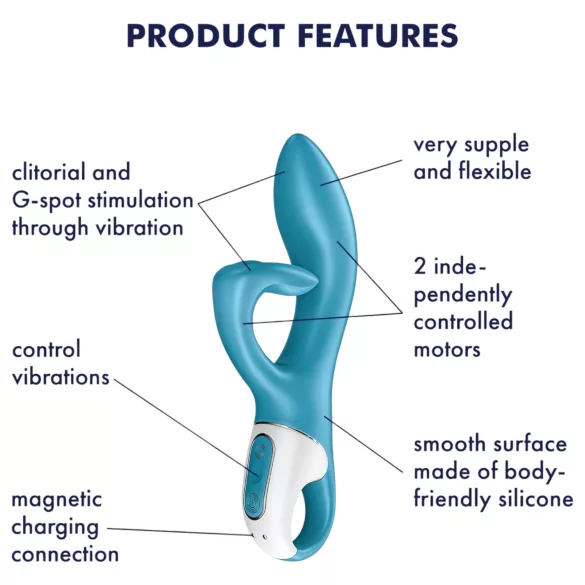 Satisfyer Embrace Me - klitorisvibrator med arm - genopladelig - turkis