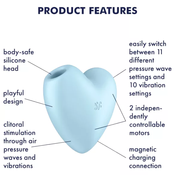 Satisfyer Cutie Heart - klitorisvibrator med lufttryk - genopladelig - blå