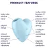 Satisfyer Cutie Heart - klitorisvibrator med lufttryk - genopladelig - blå