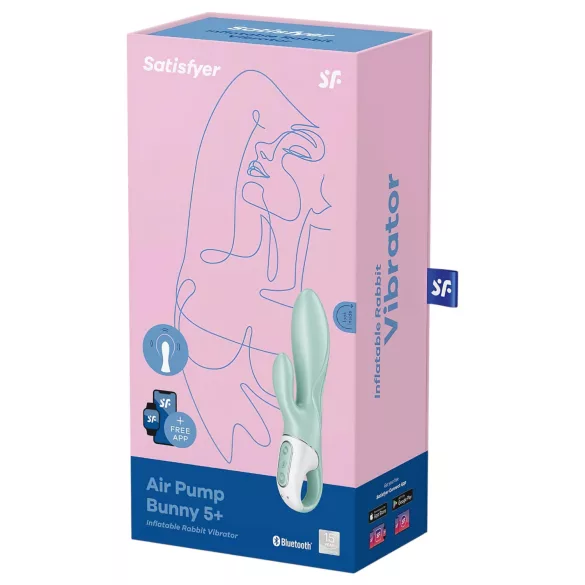 Satisfyer Air Pump Bunny 5 - App-styret oppustelig vibrator (mint)