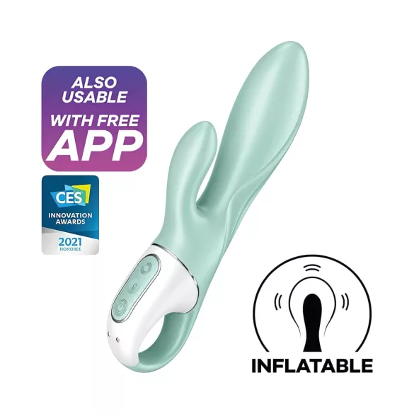 Satisfyer Air Pump Bunny 5 - App-styret oppustelig vibrator (mint)