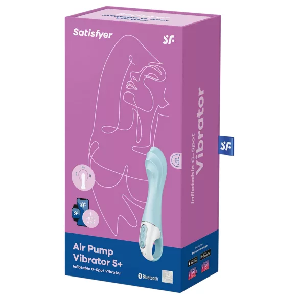 Satisfyer Air Pump Vibrator 5 - App-styret (blå)